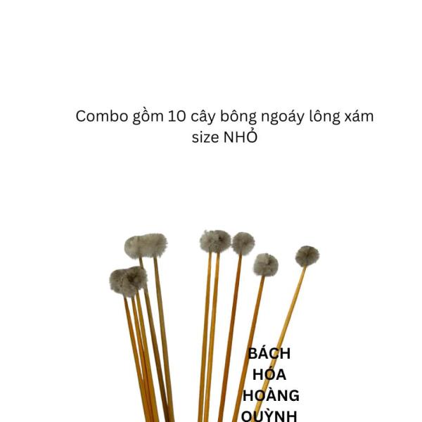 5 cây bông ngoáy tai bông ráy tai , bông se tai thân gỗ đầu lông màu xám tự nhiên size nhỏ