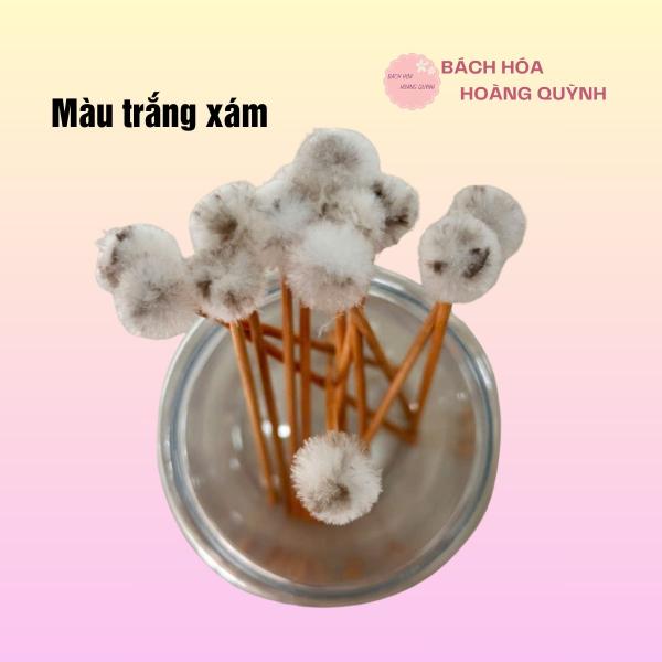 5 cây bông ngoáy tai bông ráy tai , bông se tai thân gỗ đầu lông màu xám tự nhiên size nhỏ