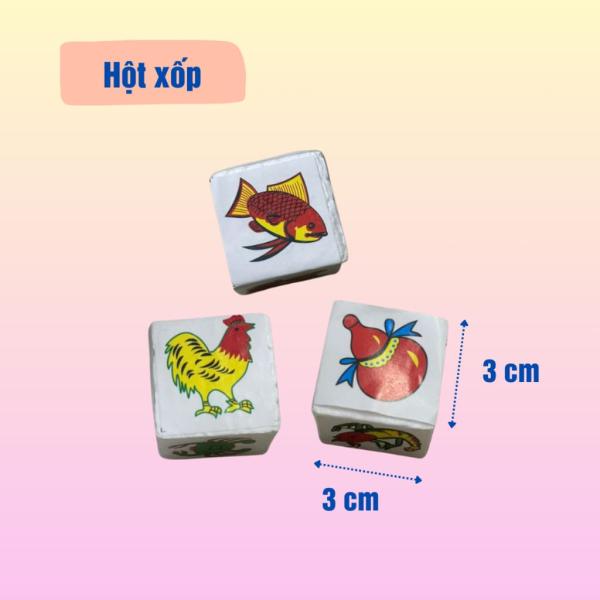 Bộ bầu cua cá cọp Phát Đạt- Phát Lộc hạt xốp, chơi tết gia đình họp mặt