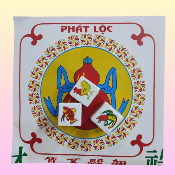Bộ bầu cua cá cọp Phát Đạt- Phát Lộc hạt xốp, chơi tết gia đình họp mặt