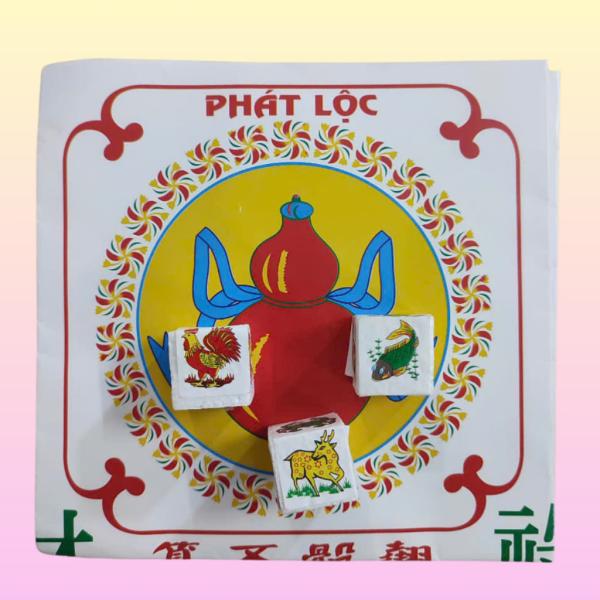 Bộ bầu cua cá cọp Phát Đạt- Phát Lộc hạt xốp, chơi tết gia đình họp mặt
