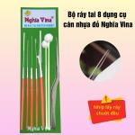 Bộ ráy tai 8 dụng cụ cán nhựa đỏ Nghĩa Vina nhíp chuốt đều, bộ móc ráy tai chuyên nghiệp , vệ sinh tai