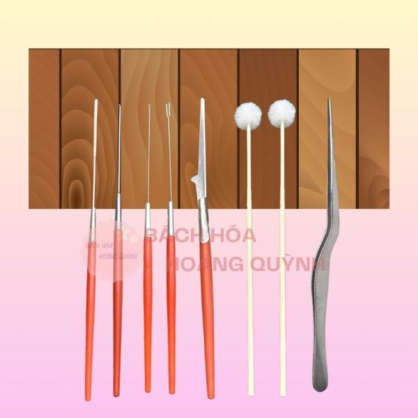 Bộ ráy tai 8 dụng cụ cán nhựa đỏ Nghĩa Vina nhíp chuốt đều, bộ móc ráy tai chuyên nghiệp , vệ sinh tai