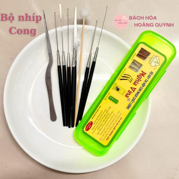 Bộ ráy tai 8 dụng cụ cán nhựa đen Nghĩa Vina nhíp mài chuốt , bộ móc ráy tai chuyên nghiệp , vệ sinh tai.