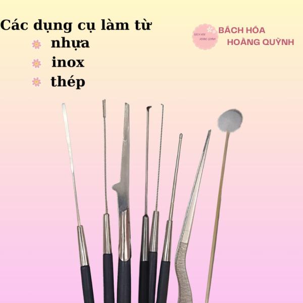 Bộ ráy tai 8 dụng cụ cán nhựa đen Nghĩa Vina nhíp mài chuốt , bộ móc ráy tai chuyên nghiệp , vệ sinh tai.