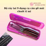 Bộ ráy tai cán gỗ hương Nghĩa Vina, 9 dụng cụ mài chuốt tỉ mỉ, cao cấp, tặng 1 bông nghỗng mềm mịn,