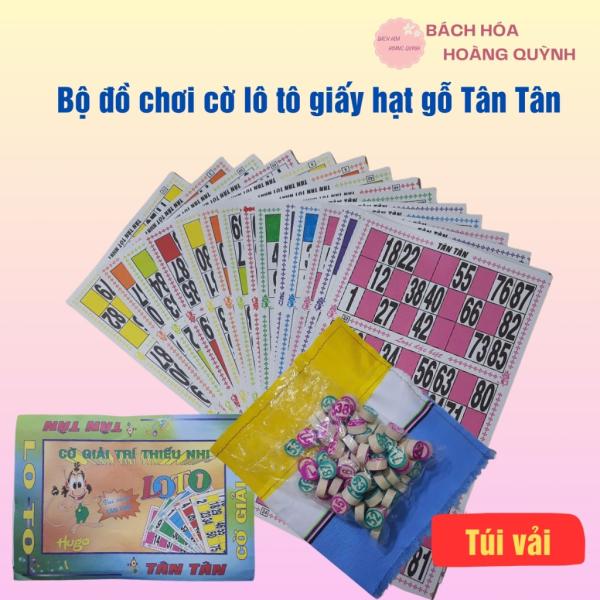 Bộ đồ chơi cờ lô tô giấy và hạt gỗ, túi vải Tân Tân , giải trí ngày tết.