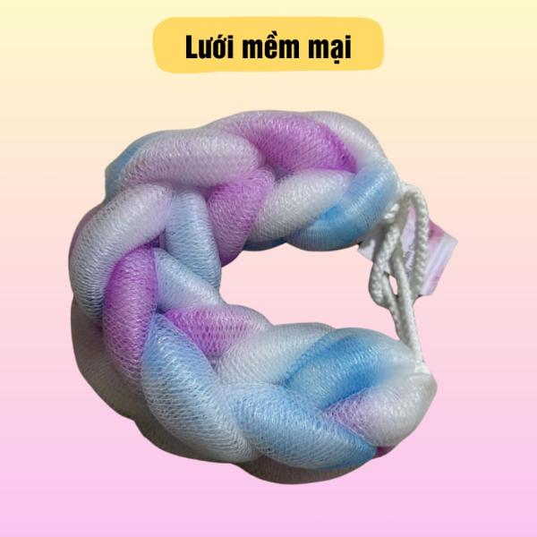 Bông tắm dài vải lưới mềm mại cao cấp, bông tắm tạo bọt chà lưng nhiều màu trẻ trung.
