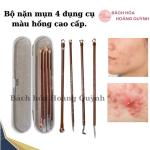 4cây nặn mụn đầu đen cao cấp màu hồng có hộp đựng , tiện dụng làm đẹp BHHQ
