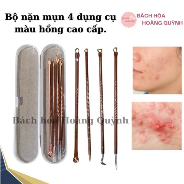 4cây nặn mụn đầu đen cao cấp màu hồng có hộp đựng , tiện dụng làm đẹp BHHQ