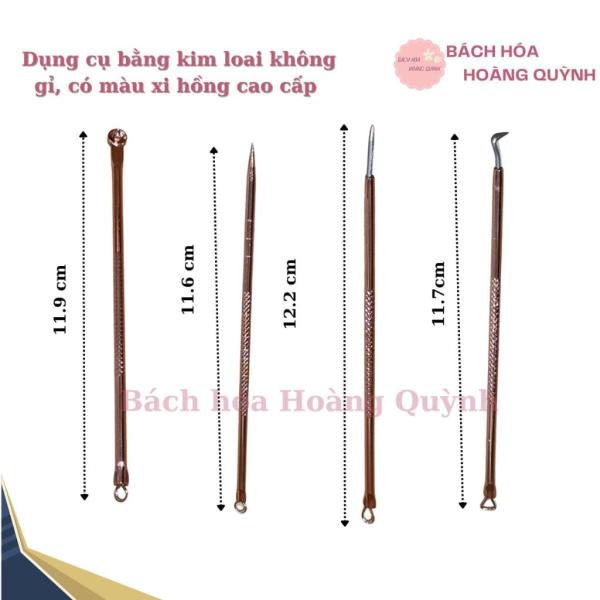 4cây nặn mụn đầu đen cao cấp màu hồng có hộp đựng , tiện dụng làm đẹp BHHQ
