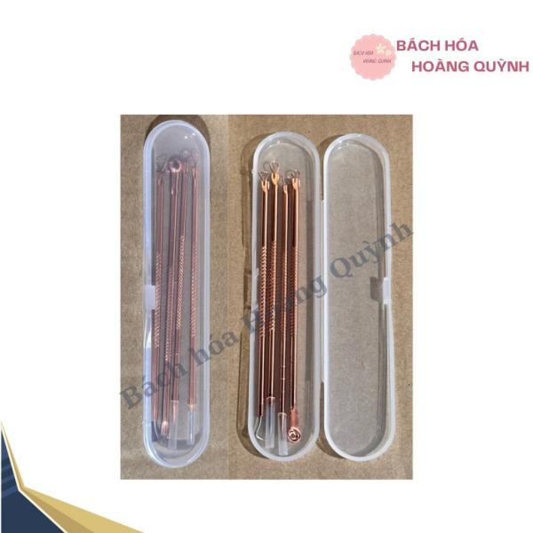 4cây nặn mụn đầu đen cao cấp màu hồng có hộp đựng , tiện dụng làm đẹp BHHQ