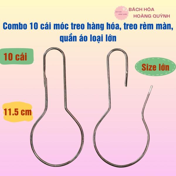 Combo 10 cái móc treo rèm size lớn, quần áo, hàng hóa , móc khoen lớn treo vật dụng hình trái bầu bằng thép không gỉ