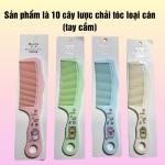 Combo 10 cây lược chải tóc nhựa có tay cầm nhiều màu sắc, lược nhựa có cán họa tiết xinh xắn chải tóc dễ dàng