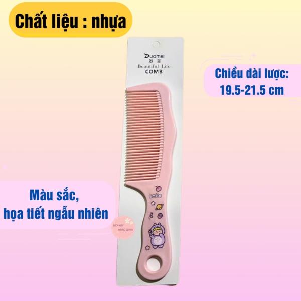 Combo 10 cây lược chải tóc nhựa có tay cầm nhiều màu sắc, lược nhựa có cán họa tiết xinh xắn chải tóc dễ dàng