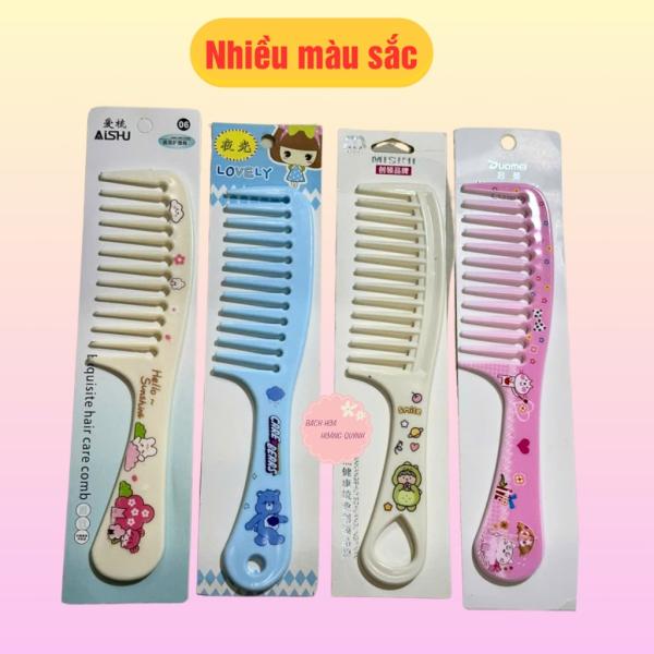 Combo 10 cây lược răng thưa, lược xù chải tóc xoăn loại nhỏ bằng nhựa nhiều màu sắc, họa tiết đa dạng ngẫu nhiên