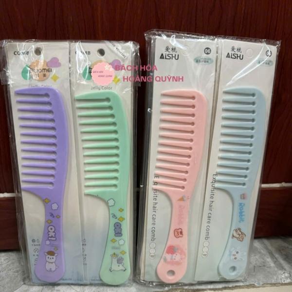 Combo 10 cây lược răng thưa, lược xù chải tóc xoăn loại nhỏ bằng nhựa nhiều màu sắc, họa tiết đa dạng ngẫu nhiên