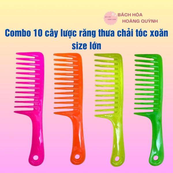 Combo 10 cây lược xù loại lớn đủ màu, lược răng thưa lớn chuyên chải tóc xoăn , giảm rụng tóc