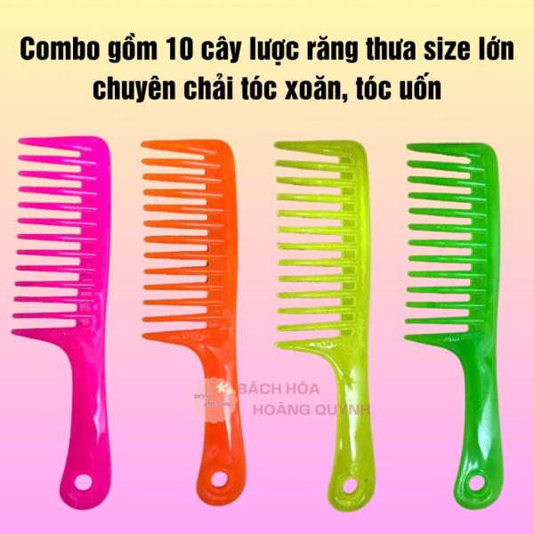 Combo 10 cây lược xù loại lớn đủ màu, lược răng thưa lớn chuyên chải tóc xoăn , giảm rụng tóc