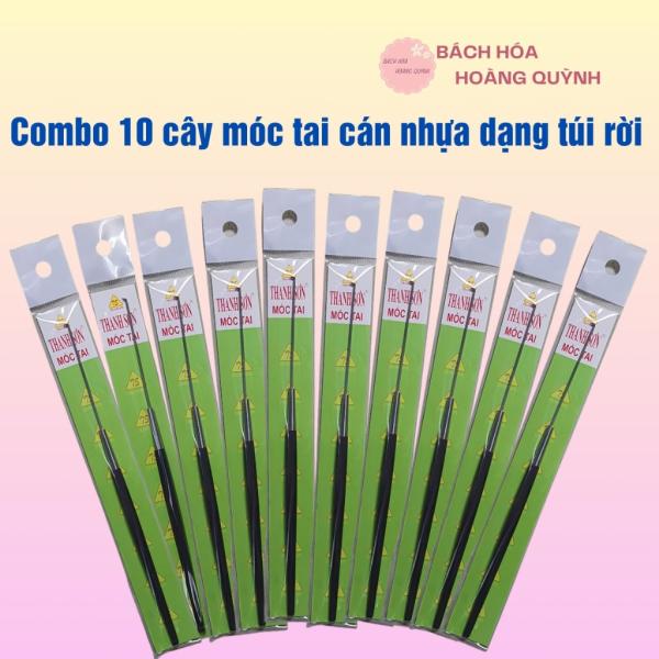 Combo 10 cây móc tai cán nhựa đen Thanh Sơn , cây ráy tai cán nhựa dài có túi rời
