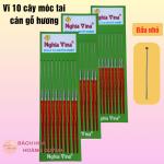 Combo 10 cây móc tai inox cán gỗ hương đỏ18 cm Nghĩa Vina, cây móc ráy tai, cây lấy ráy tai vệ sinh tai