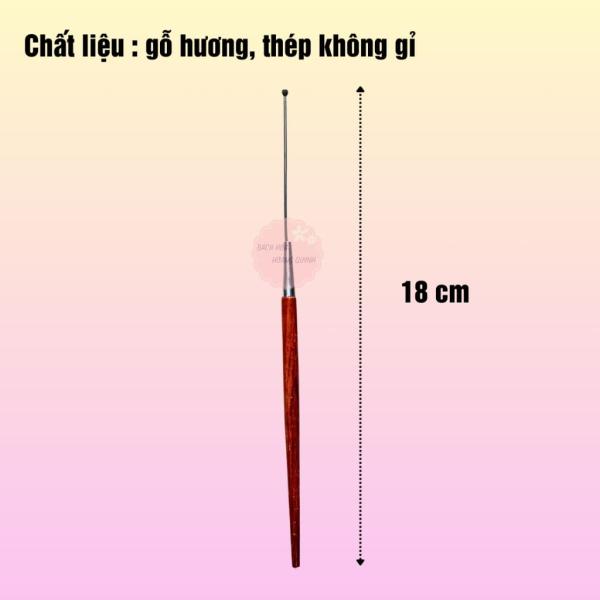 Combo 10 cây móc tai inox cán gỗ hương đỏ18 cm Nghĩa Vina, cây móc ráy tai, cây lấy ráy tai vệ sinh tai