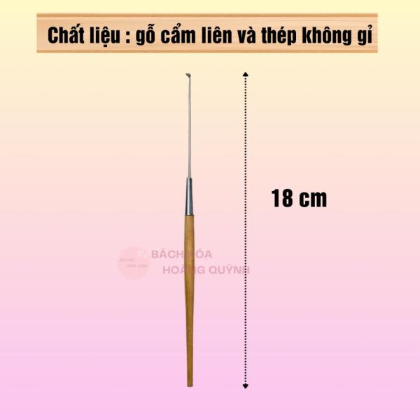 Combo 10 cây móc tai inox cán gỗ vàng 18 cm Nghĩa Vina, cây móc ráy tai, cây lấy ráy tai vệ sinh tai