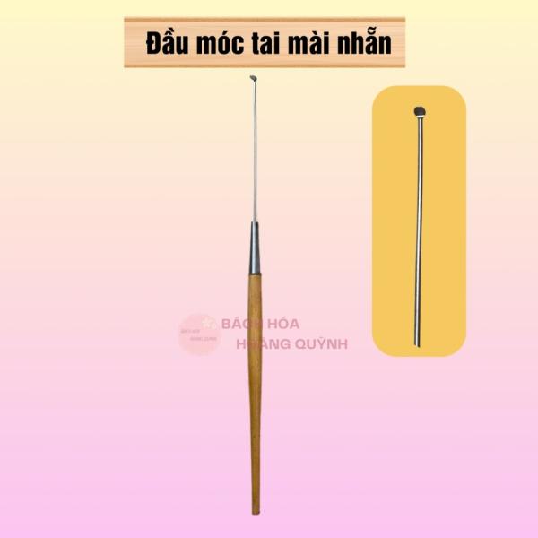 Combo 10 cây móc tai inox cán gỗ vàng 18 cm Nghĩa Vina, cây móc ráy tai, cây lấy ráy tai vệ sinh tai