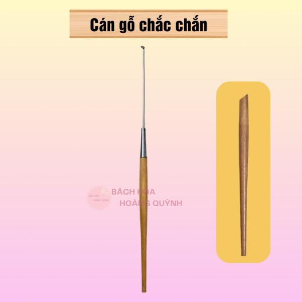 Combo 10 cây móc tai inox cán gỗ vàng 18 cm Nghĩa Vina, cây móc ráy tai, cây lấy ráy tai vệ sinh tai
