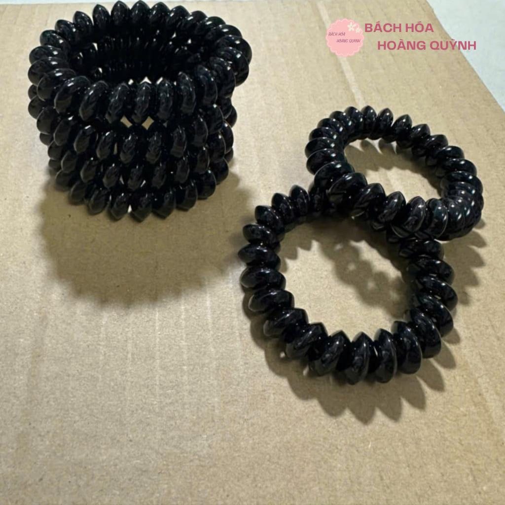 Combo 5 dây cột tóc lò xo bằng nhựa màu đen tránh gãy rụng tóc,dây cột tóc nhựa thời trang cho phụ nữ.