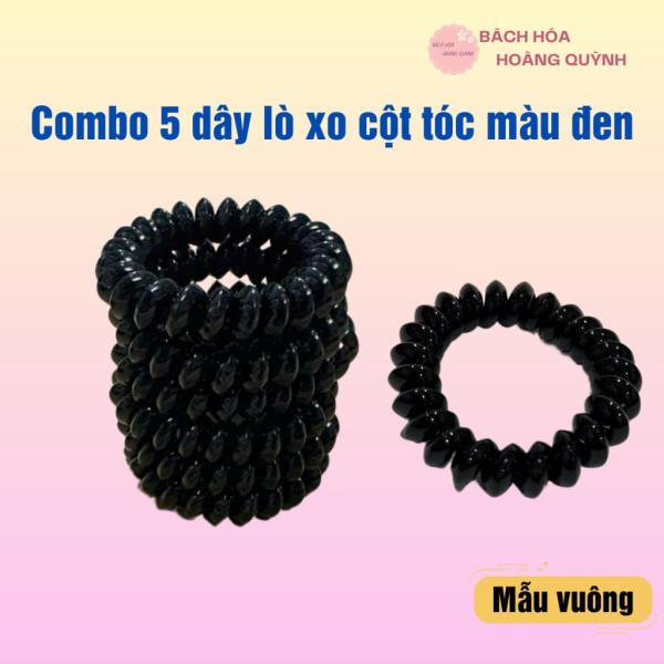Combo 5 dây cột tóc lò xo bằng nhựa màu đen tránh gãy rụng tóc,dây cột tóc nhựa thời trang cho phụ nữ.