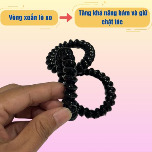 Combo 5 dây cột tóc lò xo bằng nhựa màu đen tránh gãy rụng tóc,dây cột tóc nhựa thời trang cho phụ nữ.