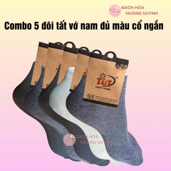 Combo 5 đôi tất vớ nam cổ ngắn đủ màu co giãn Trịnh Trung thoáng khí, co giãn
