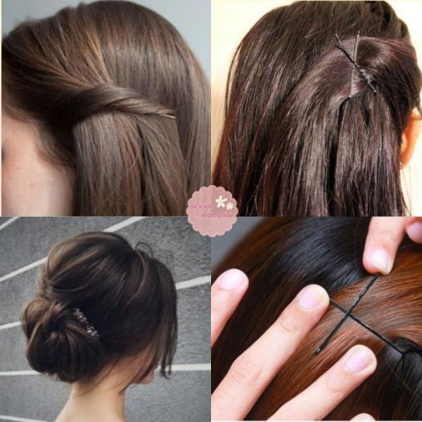 Combo 5 vĩ kẹp tăm màu đen, kẹp tóc tạo nhiều phong cách, kẹp xẹt mái, gim tóc nhiều size