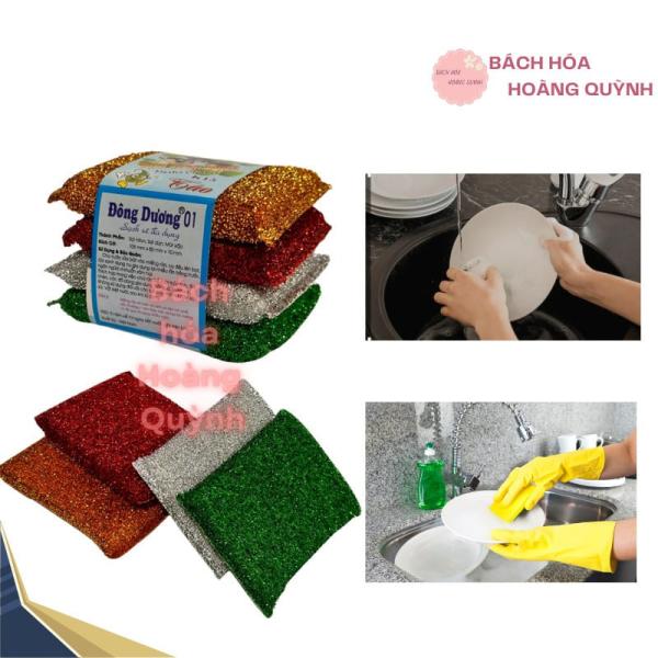 Combo 8 miếng cước kim tuyến rửa chén bát, xoong nồi Đông Dương