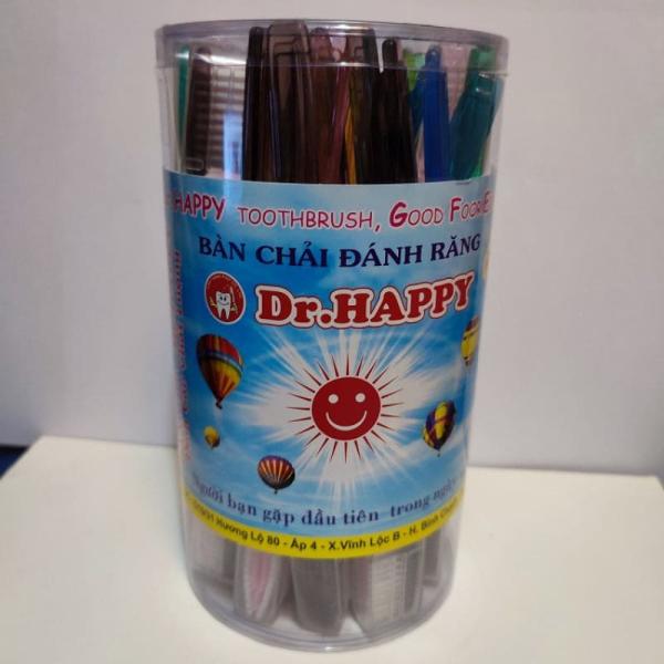 Combo 5 cây bàn chải đánh răng Happy nhựa đục có nắp đậy