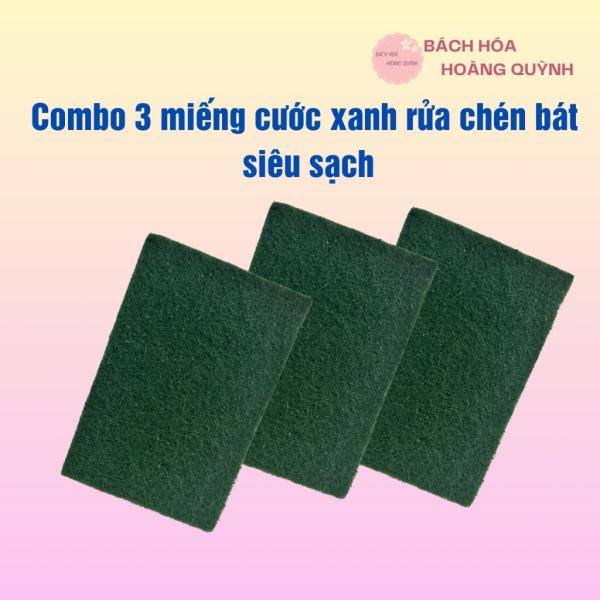 Combo 3 miếng cước xanh nhỏ rửa chén bát, xoong nồi BHHQ