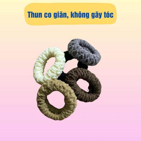 Dây buộc tóc siêu co giãn, dây cột tóc đuôi ngựa phong cách hàn quốc, dây cột tóc trơn màu sắc vintage