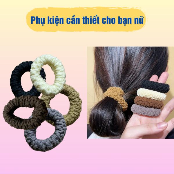 Dây buộc tóc siêu co giãn, dây cột tóc đuôi ngựa phong cách hàn quốc, dây cột tóc trơn màu sắc vintage