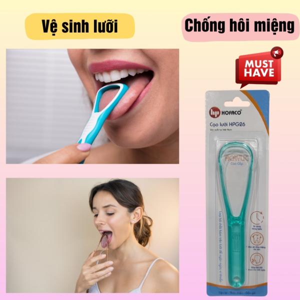 Dụng cụ cạo lưỡi nhựa cán cầm Hofaco, cây nạo lưỡi nhựa dạng tròn,giúp vệ sinh răng miệng, hơi thở thơm tho