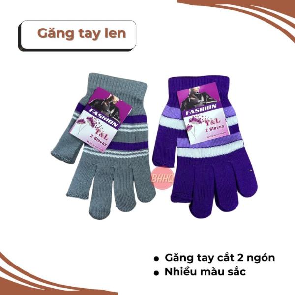 Găng tay len nữ chống nắng kiểu hở 2 ngón màu sắc ngẫu nhiên