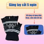 Găng tay len nam chống nắng cắt 5 ngón, bao tay len nam giữ ấm Gloves