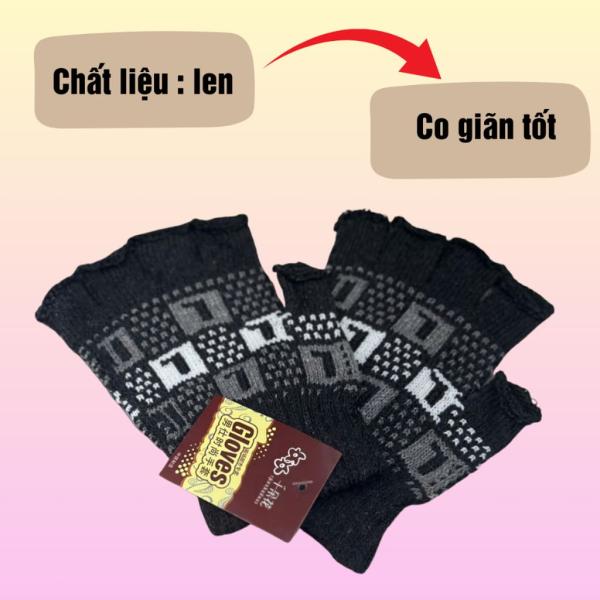 Găng tay len nam chống nắng cắt 5 ngón, bao tay len nam giữ ấm Gloves