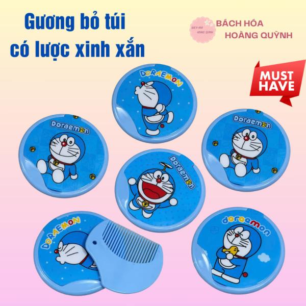 Gương bỏ túi mini có lược dễ thương, kiếng trang điểm mini gấp gọn kèm lược , gương lược mini, họa tiết ngẫu nhiên