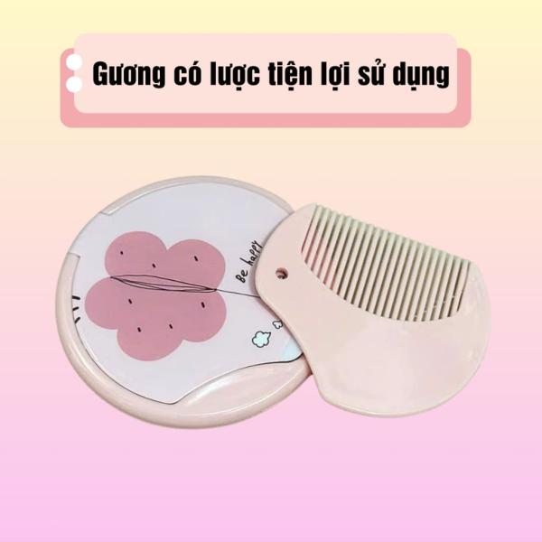 Gương bỏ túi mini có lược dễ thương, kiếng trang điểm mini gấp gọn kèm lược , gương lược mini, họa tiết ngẫu nhiên