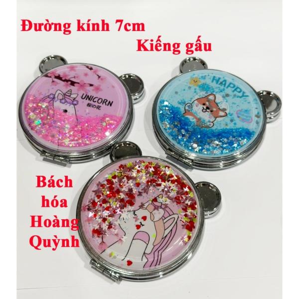 Gương trang điểm mini kim tuyến 2 mặt kiếng phóng to (mẫu ngẫu nhiên).