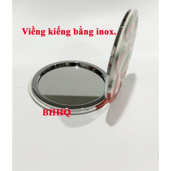 Gương trang điểm mini 2 mặt kiếng phóng to bọc da họa tiết xinh xắn.(mẫu ngẫu nhiên)