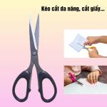 Kéo cắt giấy cán nhựa đen siêu bén, kéo cắt văn phòng đa năng thép không gỉ nhiều size .