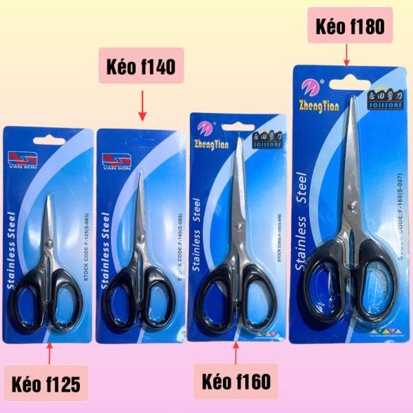 Kéo cắt giấy cán nhựa đen siêu bén, kéo cắt văn phòng đa năng thép không gỉ nhiều size .
