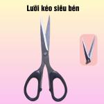 Kéo cắt giấy cán nhựa đen siêu bén, kéo cắt văn phòng đa năng thép không gỉ nhiều size .